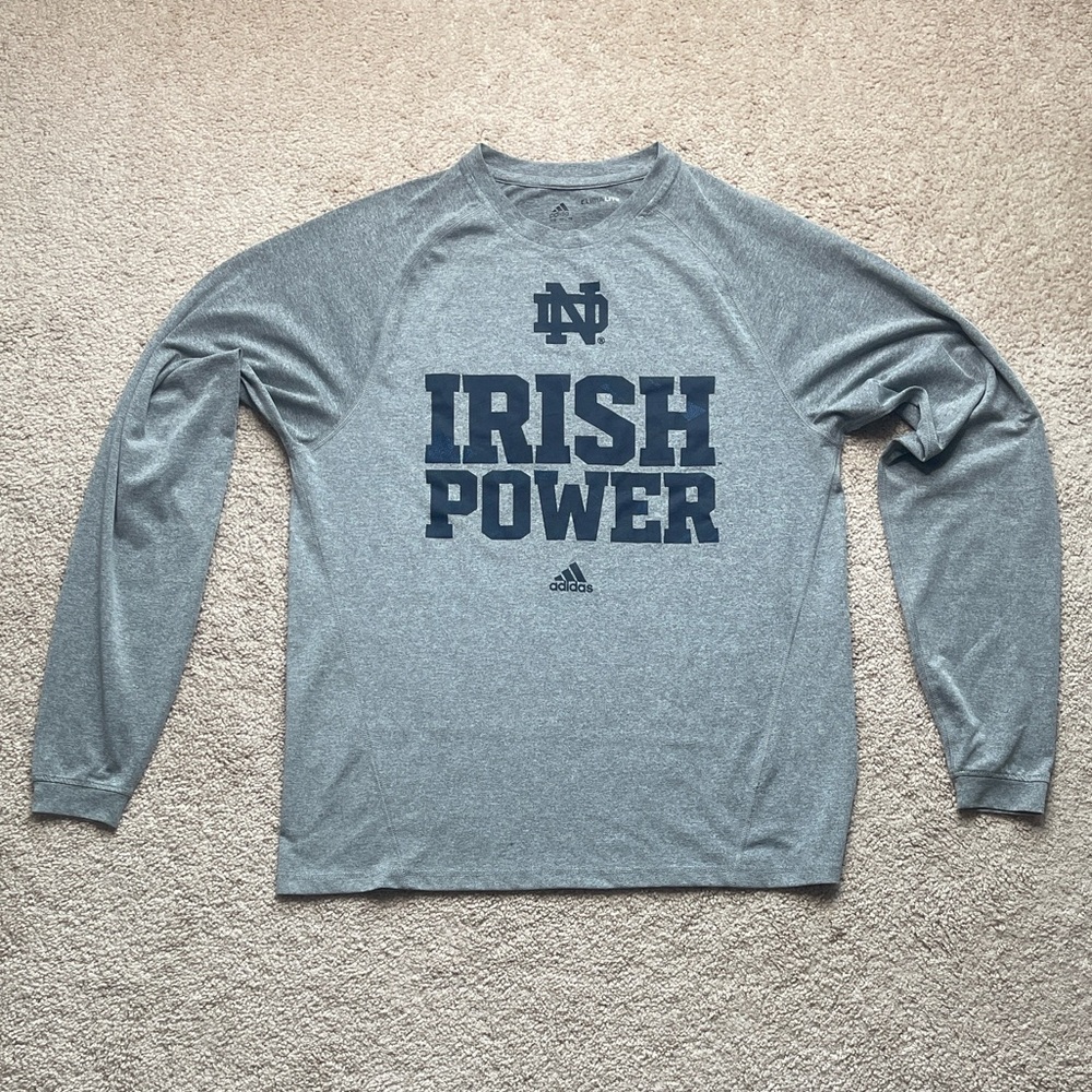 Adidas Gray Long Sleeve Notre Dame Irish Power Shirt